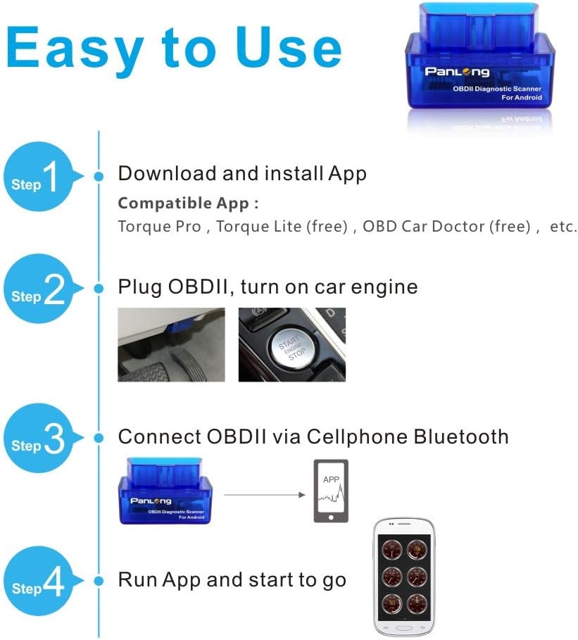 Panlong Bluetooth OBD2 Scanner (Android Only) thumbnail 5